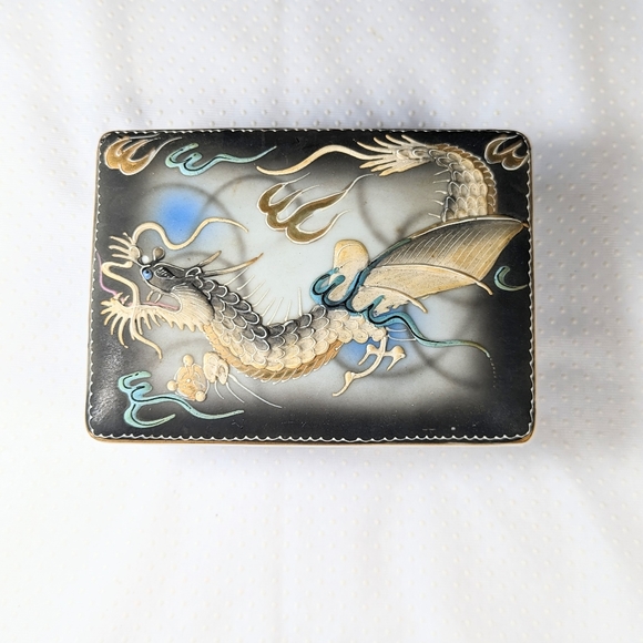 Vintage Acra China Dragonware Trinket Jewelry Box And Ashtray Moriage - Picture 2 of 12
